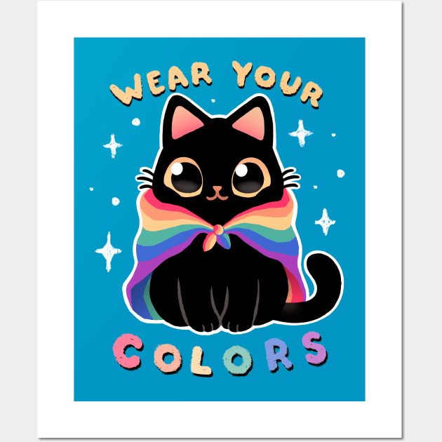 LGBT Pride Cat - Kawaii Rainbow Kitty - Wear your colors Wall Art by BlancaVidal